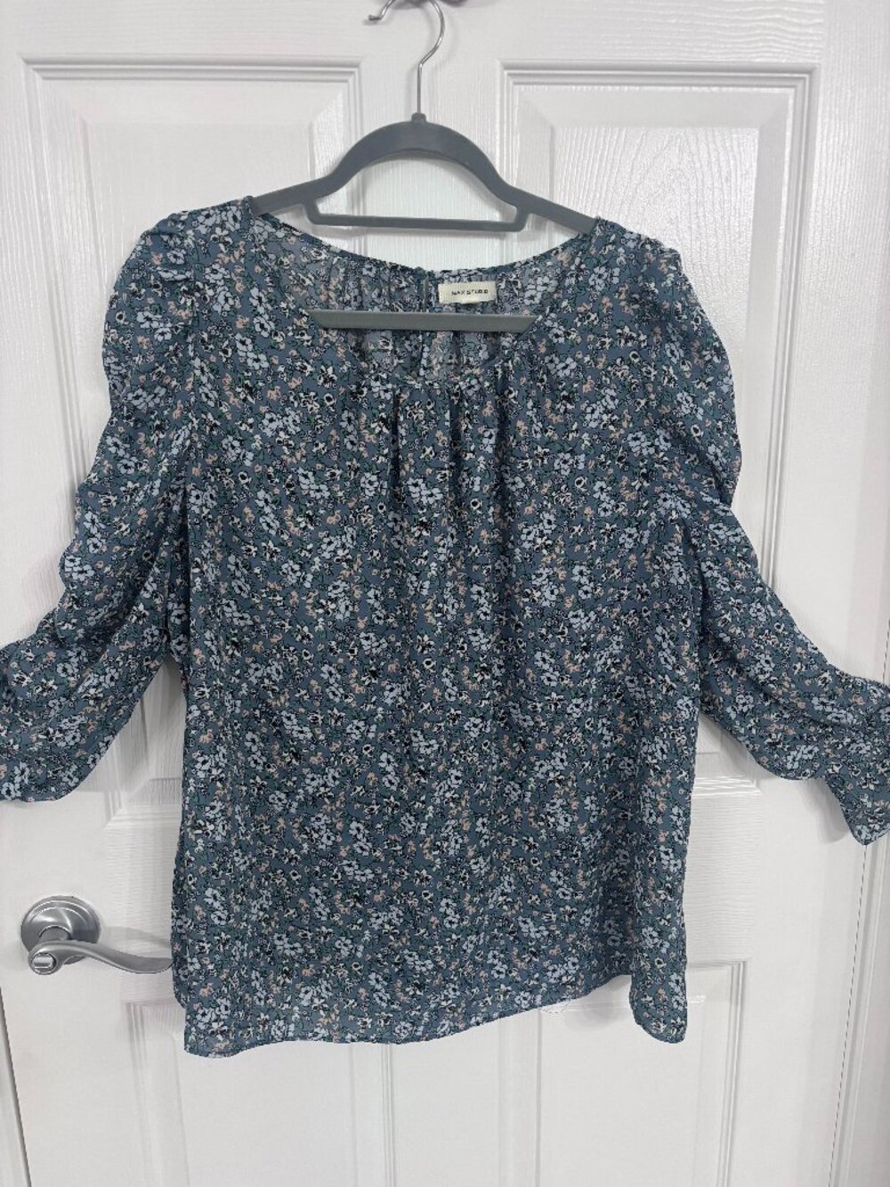 Blue Floral Print Top